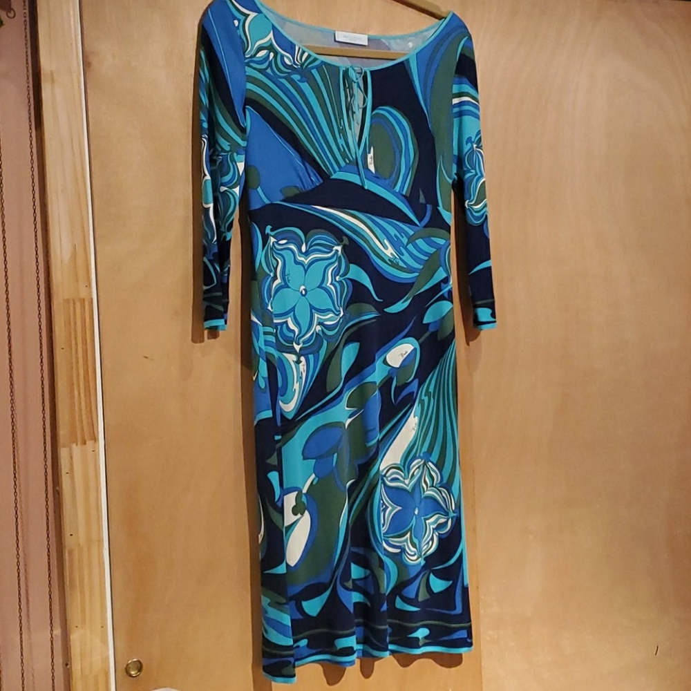 Emilio Pucci Keyhole turquoise dress